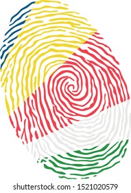 Fingerprint vector colored with the national flag of Seychelles 