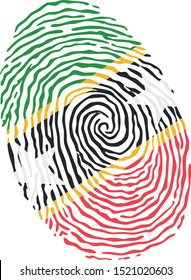 Fingerprint vector colored with the national flag of Saint Kitts and Nevis 