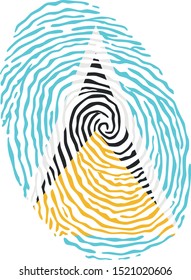 Fingerprint vector colored with the national flag of Saint Lucia 