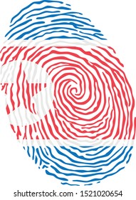 Fingerprint vector colored with the national flag of North Korea 