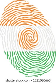 Fingerprint vector colored with the national flag of Niger 