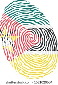 Fingerprint vector colored with the national flag of Mozambique 