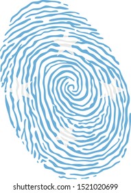 Fingerprint vector colored with the national flag of Micronesia 