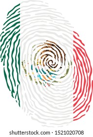 Fingerprint vector colored with the national flag of Mexico 