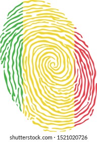 Fingerprint vector colored with the national flag of Mali 