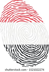 Fingerprint vector colored with the national flag of Yemen 