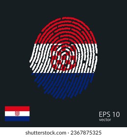Vector de huellas digitales coloreado con la bandera nacional de Croacia