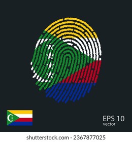 Fingerprint vector colored with the national flag of Comoros