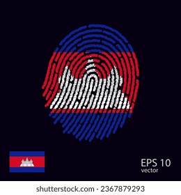 Fingerprint vector colored with the national flag of Cambodia