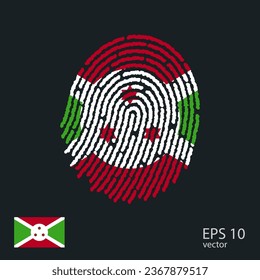 Vector de huellas digitales coloreado con la bandera nacional de Burundi