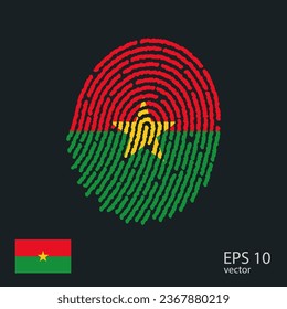 Fingerprint vector colored with the national flag of Burkina Faso