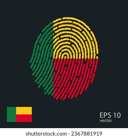 Fingerprint vector colored with the national flag of Benin