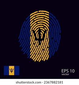 Fingerprint vector colored with the national flag of Barbados