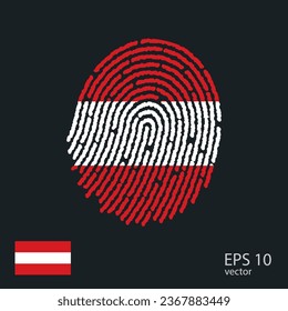 Fingerprint vector colored with the national flag of Austria