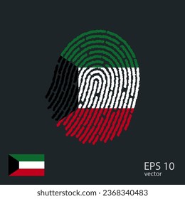 Fingerprint vector colored with the national flag of Kuwait