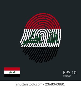 Fingerabdruck-Vektorgrafik, farbig mit der Flagge Iraks