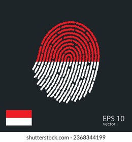 Fingerabdruck-Vektorgrafik mit der Flagge Indonesiens
