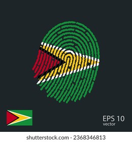 Fingerprint vector colored with the national flag of Guyana
