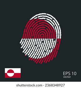 Fingerprint vector colored with the national flag of Greenland