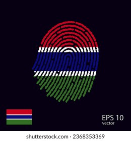 Vector de huellas digitales coloreado con la bandera nacional de Gambia