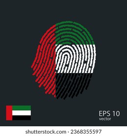 Fingerprint vector colored with the national flag of Dubai