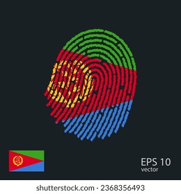 Fingerprint vector colored with the national flag of Eritrea