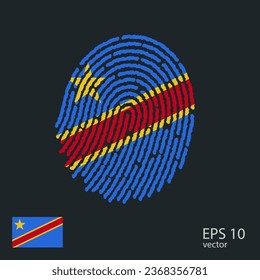 Vector de huellas digitales coloreado con la bandera nacional del Congo