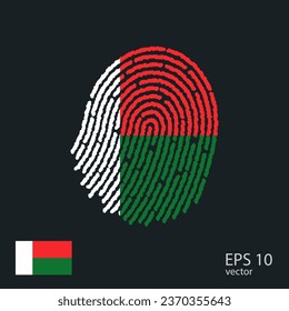 Fingerprint vector colored with the national flag of Madagascar