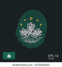 Fingerprint vector colored with the national flag of Macau