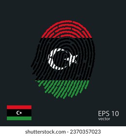 Fingerprint vector colored with the national flag of Libya