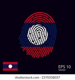 Fingerprint vector colored with the national flag of Laos