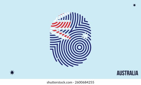 Fingerprint vector colored with the national flag of Australia