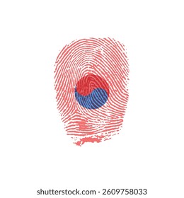 Fingerprint vector colored with the national flag of South Korea.