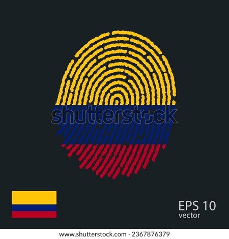 Fingerprint vector colored with the national flag of Colombia