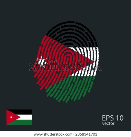 Fingerprint vector colored with the national flag of Jordan