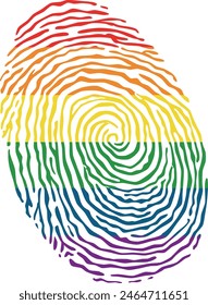 Fingerprint vector colored with the Rainbow lgbt pride flag isolated on white background Vector Illustration