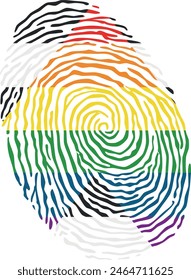 Fingerprint vector colored with the Straight Ally pride flag isolated on white background Vector Illustration