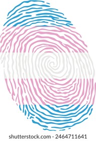 Fingerprint vector colored with the Transgender pride flag isolated on white background Vector Illustration