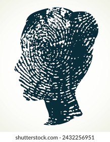 Fingerprint. Vector drawing black pattern