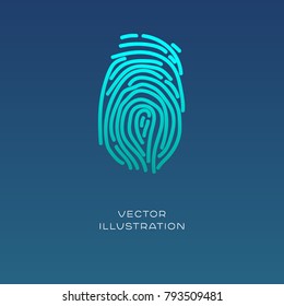 Fingerprint vector flat icon design. Illustration with place for text. Security concept