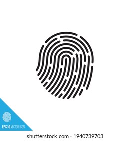 Fingerprint vector icon. Cyber security and biometric identification symbol.