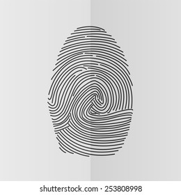 Fingerprint vector icon. Effect of folded paper. Flat design