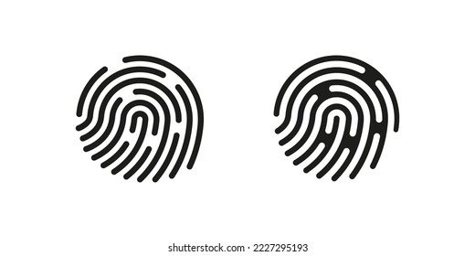 Fingerprint vector icon. Finger print black scan symbol. Unlock data verification id signature, phone lock button.