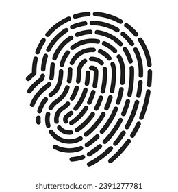 Fingerprint vector icon. ID app sign. Black identification symbol.