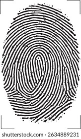 Ícone de vetor de impressão digital, perfeito para logotipos de sistema de segurança, projetos de identidade digital, design de interface de usuário biométrica, cartazes de investigação criminal, slides de controle de acesso, aplicativos forenses, maquetes de cartão de identificação