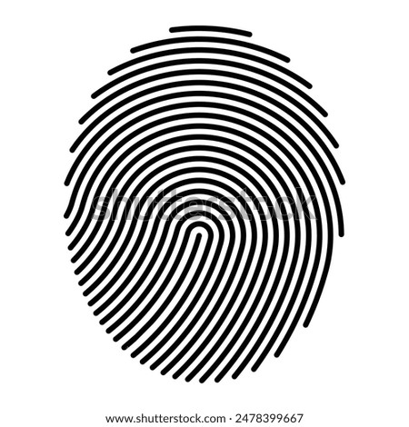 Fingerprint vector icon. Personal id identity. Press finger, scan for safety. Unique touch id. Individual fingertip.