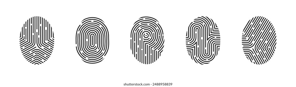 Fingerprint vector icon set. Finger prints linear icons.