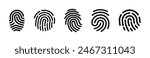 Fingerprint vector icons. Finger print id authentication symbol set.