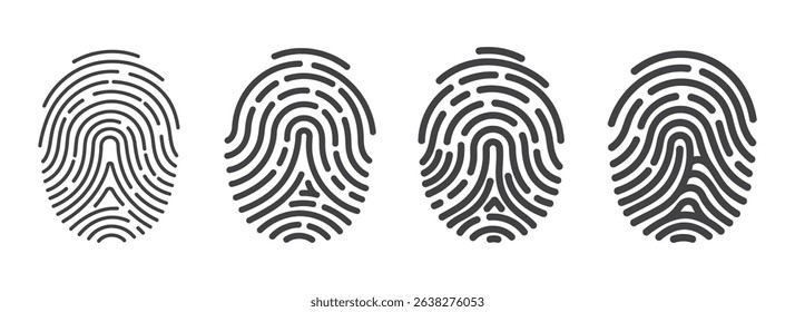 Fingerprint vector icons. Finger print id authentication symbol set.