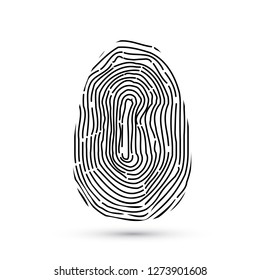 Fingerprint vector icons isolated on write with shadow. Biometric technology for person identity. Security access authorization system. Electronic signature. Black finger print. Easy to edit template.